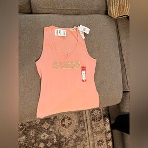 GUESS Coral Tank Top with Gold Logo
